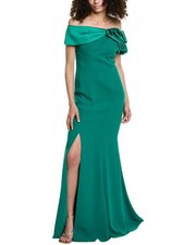 Teri Jon By Rickie Freeman Off-The-Shoulder Gown Women's Green 2