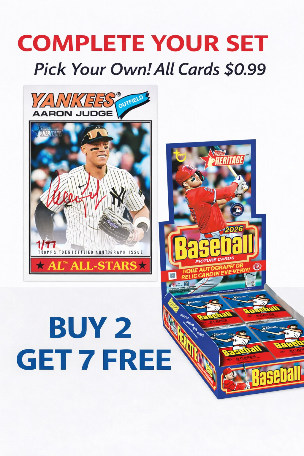 2026 Topps Heritage **Buy 2 Get 7 More FREE** You Pick - Complete Your Set