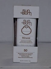 Sun Bum Mineral SPF 50 Sunscreen Natural Water Resistant Face Stick 0.45oz
