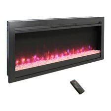 44'' in Wall Recessed Electric Fireplace w Remote and Multi Color Flame Emberbed