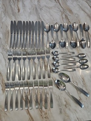 Cambridge Madison Stainless Steel Flatware 48 Piece Plus Serving Spoons