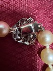 Vintage Cultured Pearl Necklace – 20” Strand With Filigree Rhinestone Clasp — photo 3