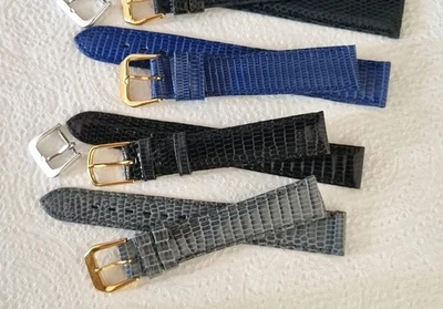 Bracelets de montre VINTAGE en cuir Véritable de LÉZARD Fait Main 14 ou 16 mm - Photo 1/4