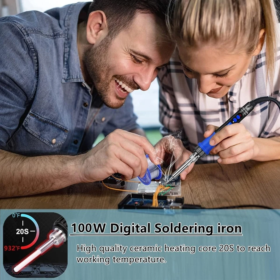 Soldering Iron Kit Digital LCD 100W Solder Wire Soldering Tips Tools Jewelry - Image 4 of 4