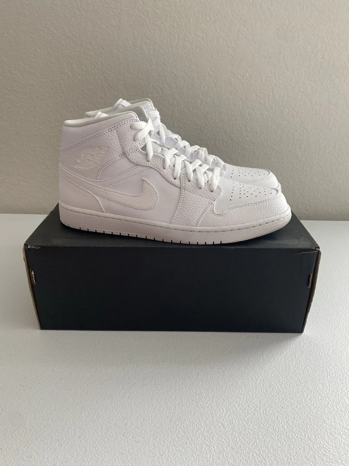 Size 12 - Jordan 1 Mid Triple White - 554724-130 - Image 2 of 4