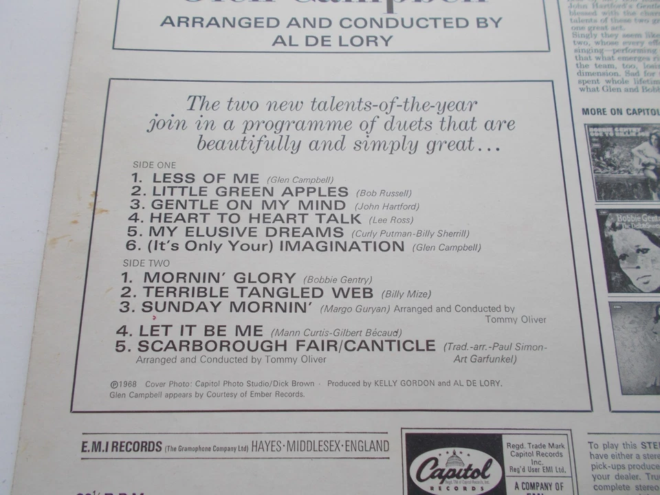 1968 "Bobbie Gentry and Glen Campbell" Orig. UK EMI LP - Image 2 of 4