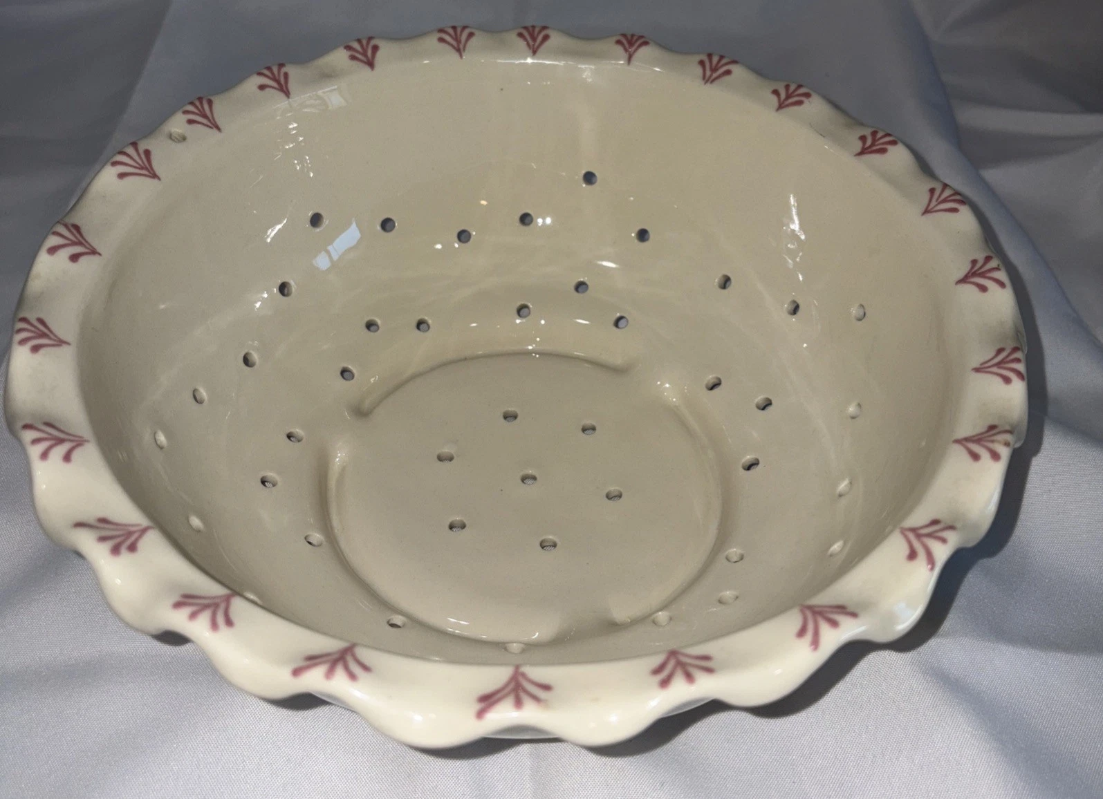 Large Ceramic Decorative Berry/Pasta Colander Hand Made - Initialed *KS