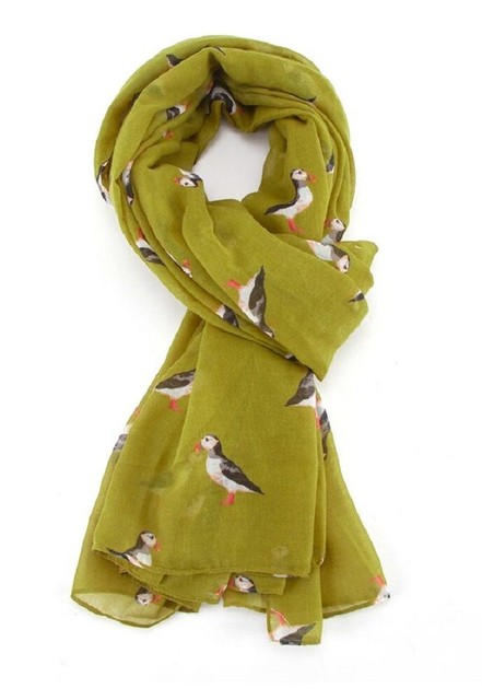 Green Puffin Scarf Scarfs Wrap Scarves Puffins Bird Birds Christmas Gift Green Puffin Scarf Scarfs Wrap Scarves Puffins Bird Birds Christmas Gift