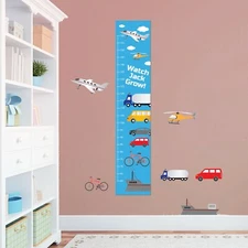 Personalised  Boys Planes Trucks Measuring Height Growth Stickers Chart Pack  