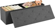 Foldable Storage Ottoman Storage Chest Bedroom End of Bed, Large Ottoman Bench 