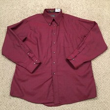 Arrow Shirt Mens 17.5 Red Oxford Long Sleeve Button Down