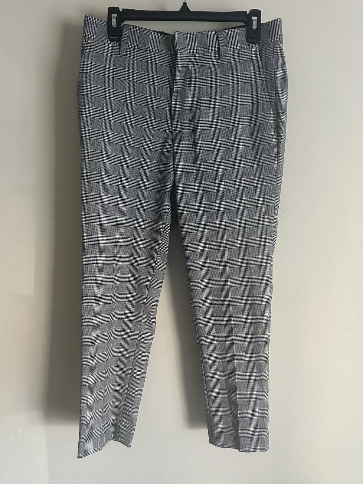 Men's Plaid Checkered Suit Dress Pants SZ 31WX30L Black White