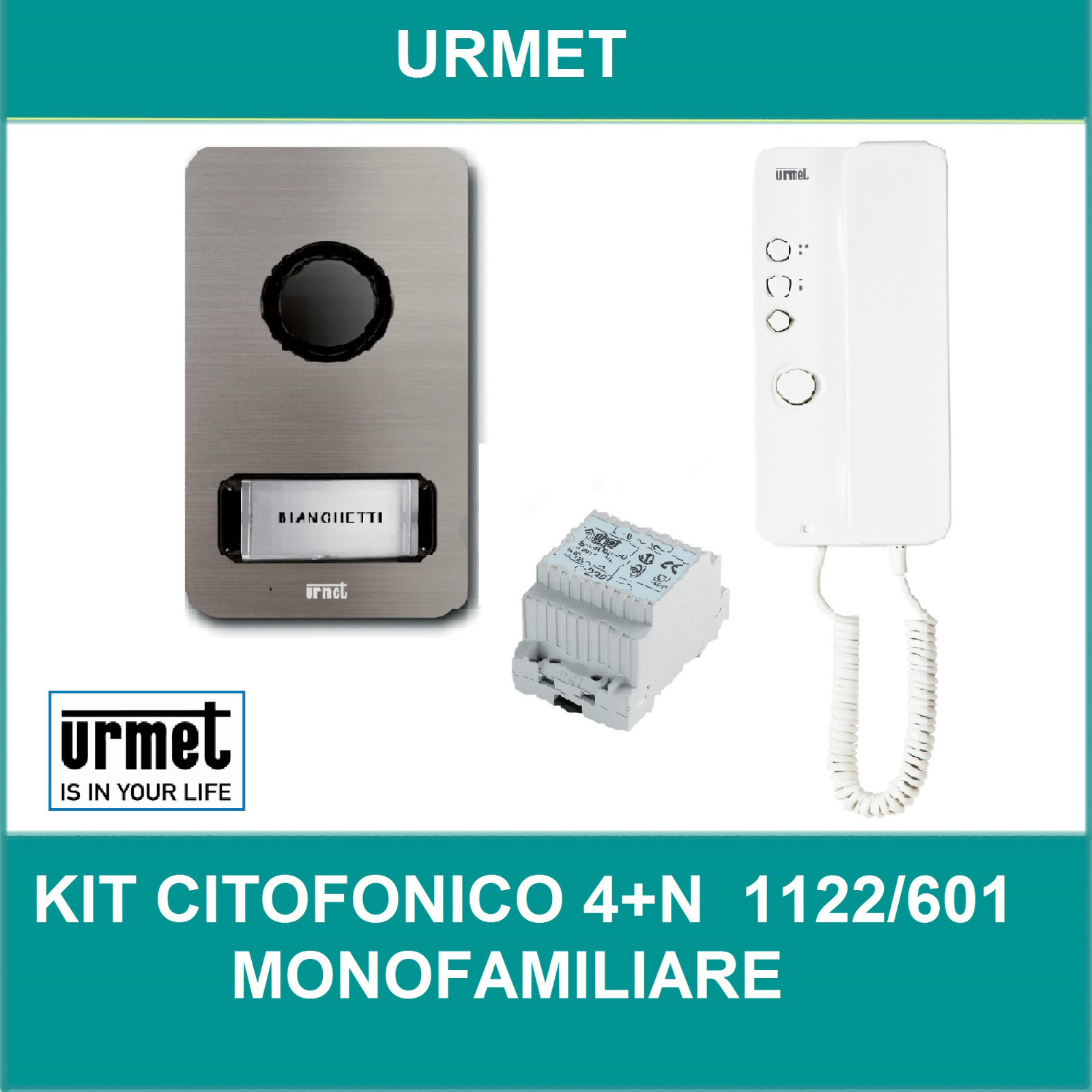 KIT CITOFONO MONOFAMILIARE  URMET 1122/601 4+N FILI MIKRA + CITOFONO MIRO'