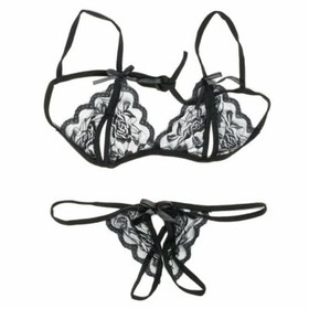 2pc Women Sexy Lingerie Lace Bra G-string Underwear Babydoll Sleepwear Nightwear