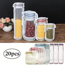 5 / 10 / 100 Pcs Jar Shape Plastic Zip Lock Storage Bag Food Spices Candy