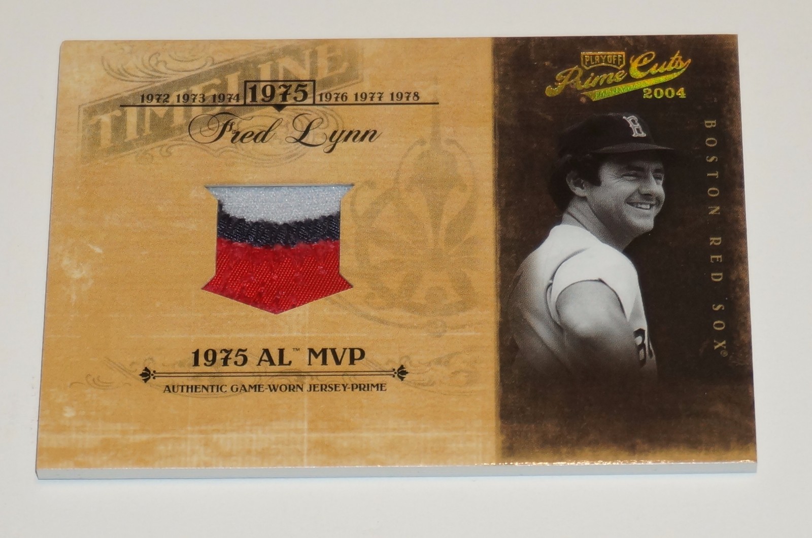 2004 PLAYOFF PRIME CUTS TL33 FRED LYNN PRIME JERSEY PATCH 2/5 1975 AL