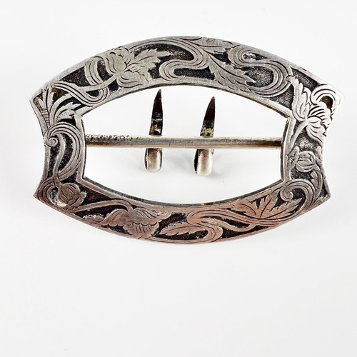 Antique Art Nouveau E.A. Bliss Co. Floral Silver Plated Sash Pin
