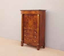 Secretaire scrittoio Impero lastronato in noce, colonna piena, '800 - L 97 cm!