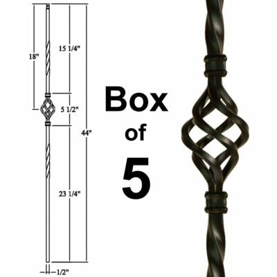 T20 - Iron Balusters- Craftsman Single Panel - 44 Tall - 1/2 Square