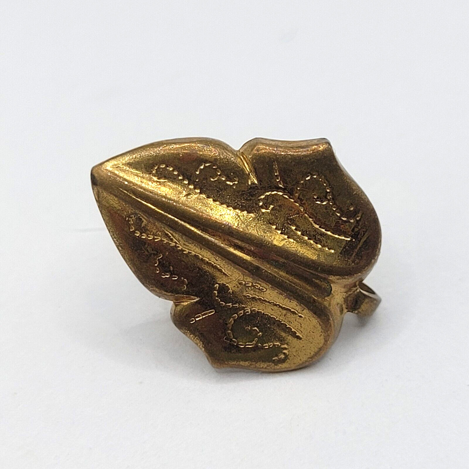 Brass Leaf Etched Tiny Hole Pattern Small Vintage… - image 5
