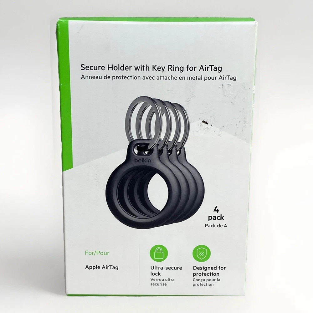 Belkin MSY004btBK-RF AirTag Secure Holder with Key Ring for Enhanced Safety