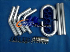 2.5" 64mm Aluminum Universal Intercooler Turbo Piping Pipe Kit+Blue Hose Kits