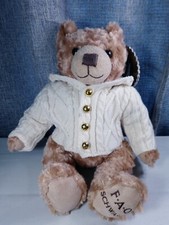 FAO Schwarz 11th Anniversary Beige Teddy Bear Cardigan Plush Stuffed Toy NEW