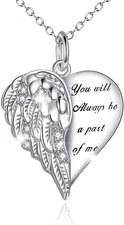 Guardian Angel Wings Heart Necklace Sterling Silver Angel Wings Memorial Sympath