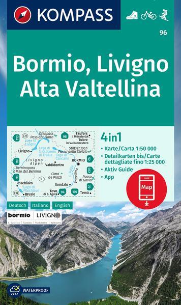 Kompass Wanderkarte 96 Bormio, Livigno, Alta Valtellina 1:50.000 |