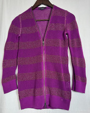 A/X Armani Exchange Womens Sweater Purple Open Knit Full Zipper Shimmer Sz Small