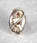 Vintage Art Deco Sterling Silver 925 Oval Crazy Lace Agate Gray-Red Swirl Ring