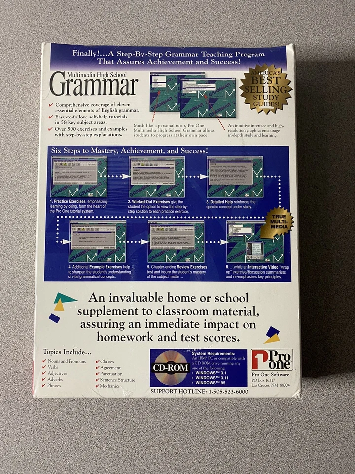 Multimedia High School Grammar (PC 1995 Pro One 2 Disc) Vintage Windows Software - Image 2 of 4