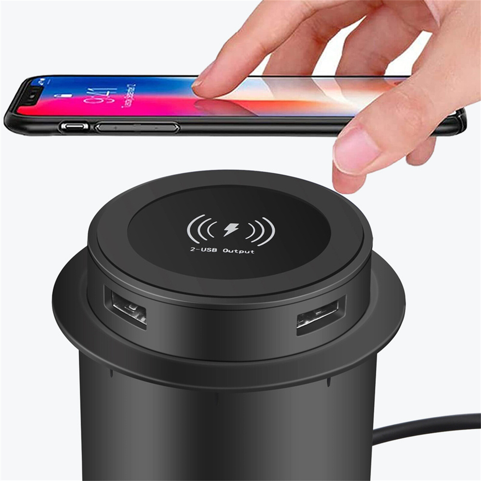 10W Fast Wireless Charger with Dual USB Ports for Samsung iPhone
