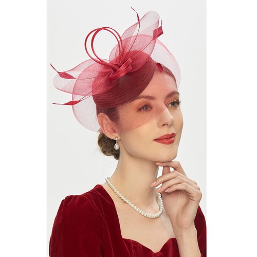 Fascinators Hats 20s 50s Hat Cocktail Tea Party Headwear with Veil Girls Women - Picture 55 of 60