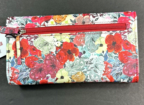 MUNDI Womans / File Master Wallet / RED FLOWERS / ZIP Cash Area / Reg $44.00 - Picture 2 of 19