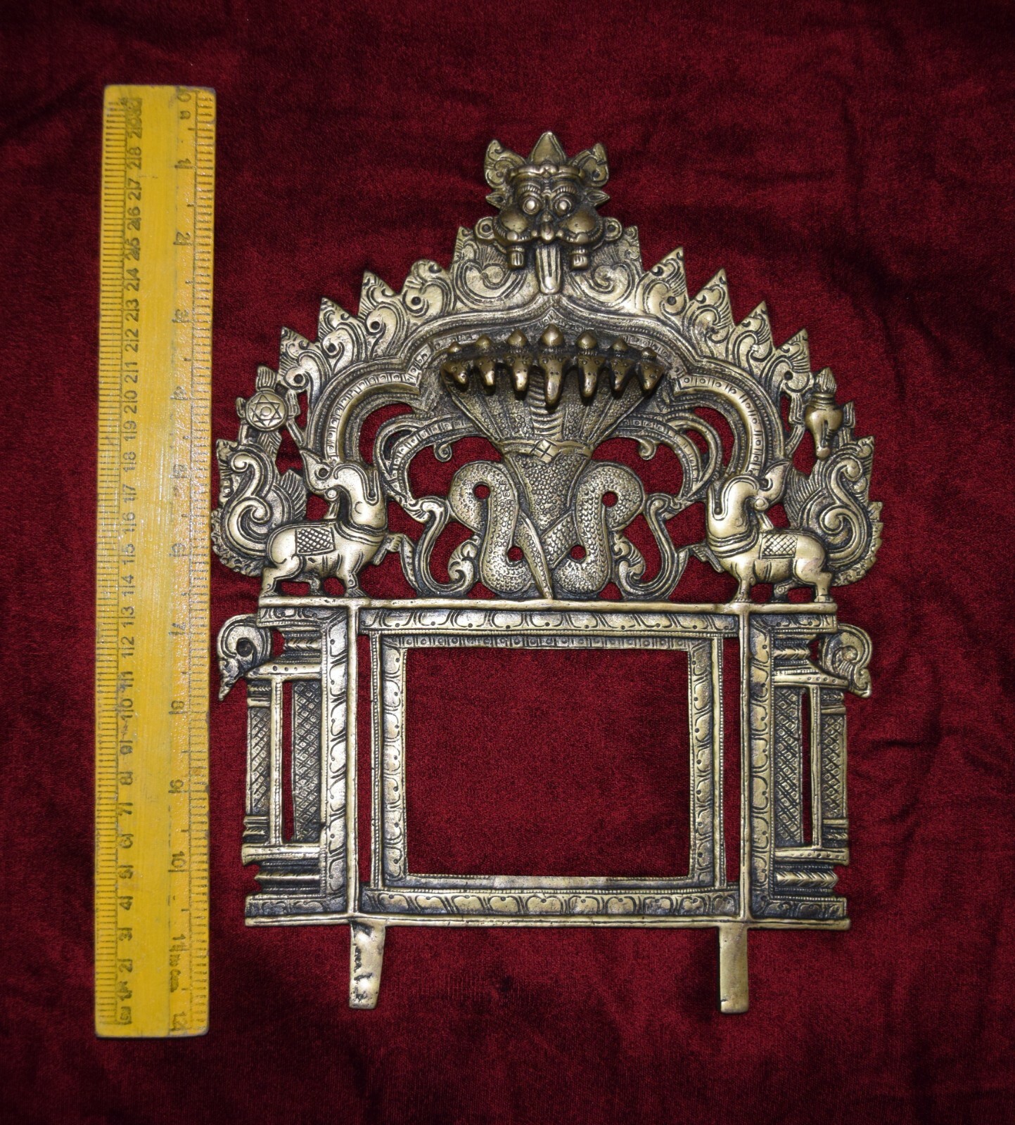 11'' Inches Long Photo Frame Brass Hinduism Art Yali Wall Decor Prabhavali EK349