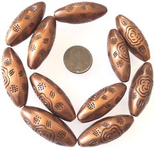 11 Amazing antique Copper Plated spacer Beads- Jewelry Supplies-36x14mm