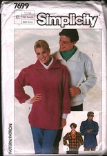 7699 Vintage Simplicity SEWING Pattern Misses Mens Loose Fitting Pullover Top