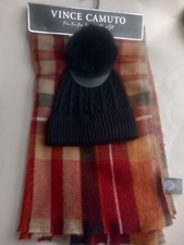 VINCE CAMUTO Faux Fur Pom Beanie and Scarf Set. Nwt