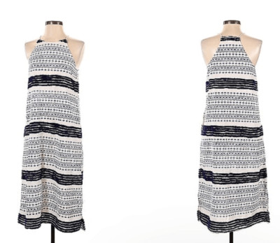 Corey Lynn Calter Midi Dress Small White Blue Embroidered Texture Anthropologie