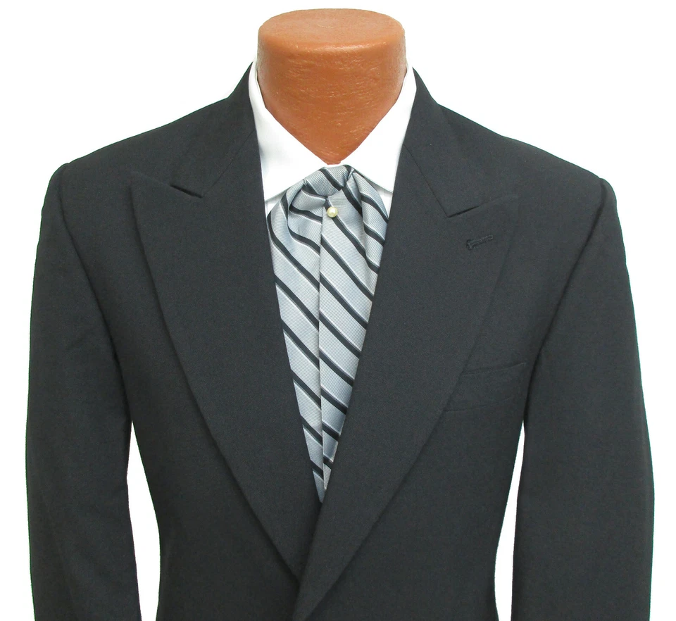 Men's Black Morning Coat Cutaway 100% Wool Long Tails Frock Wedding Groom - Image 2 of 4