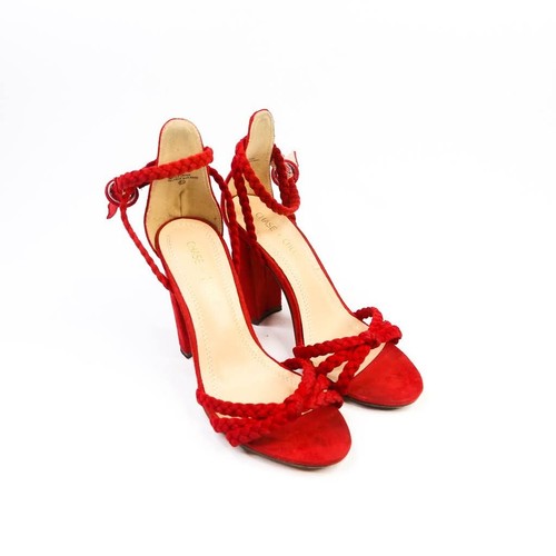Chase u0026 Chloe Red Open Toe Heels Rope Sandals Women's 6.5 US Block Heels  190739211850 | eBay