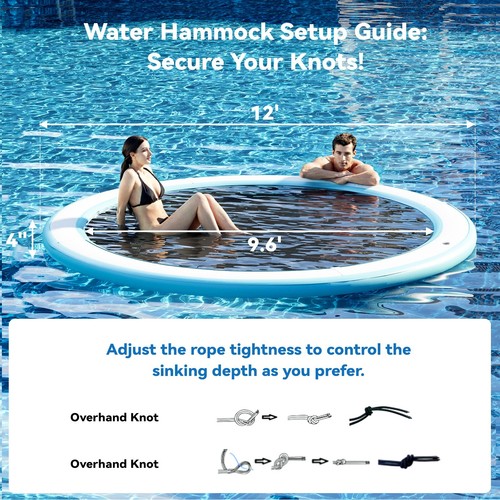 Sunchill 12 Fuß strapazierfähige aufblasbare Wasserhängematte, ideal für Seen & Ozeane - Bild 2 von 6