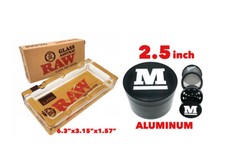 raw glass ashtray aluminum 2.5 inch large grinder