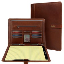 Leather Portfolio Padfolio Leather Binder Folder for Men and Women Profession...