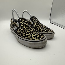 VANS CLASSIC SLIP-ON LEOPARD/BLACK SZ 4 KIDS
