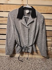 Vintage Fashion Bug Dress Belted Jacket Black And White Sz 18w