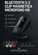 AURICOLARE CUFFIE BLUETOOTH RETRATTILE CLIP VIBRAZIONE PER IPHONE IOS E ANDROID