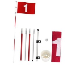 Golf Flagstick 6ft, Portable Putting Green Flag Pole Red White-1