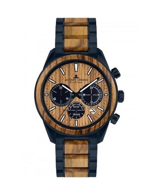 JACQUES LEMANS Men Eco-Drive Casual Watch Classic Dress Brown Dial Waterproof Ro